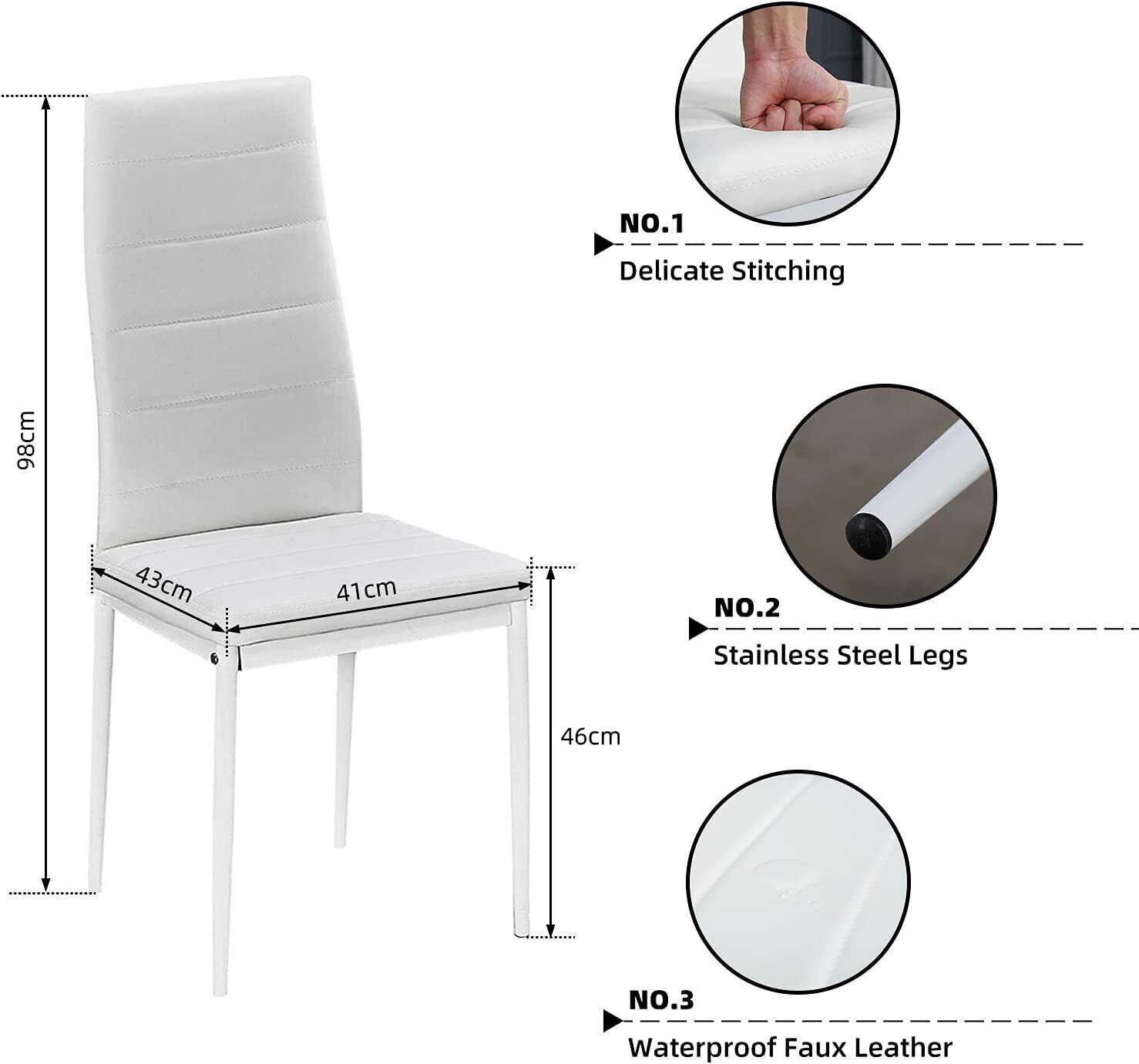 Wooden Dining Table Set Grey and Oak w/6 Faux Leather Chairs Kitchen