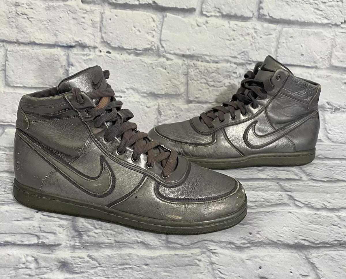 Nike Scandal Mid Metallic Shoes Womens 8 Silver Gray Lace Up Athletic 330238 551