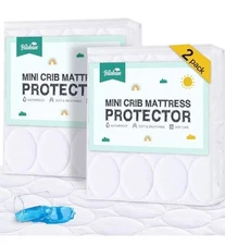 2 Pack -Mini Crib Pack & Play Mattress Protector Waterproof  Pad Cover 38x26x5”