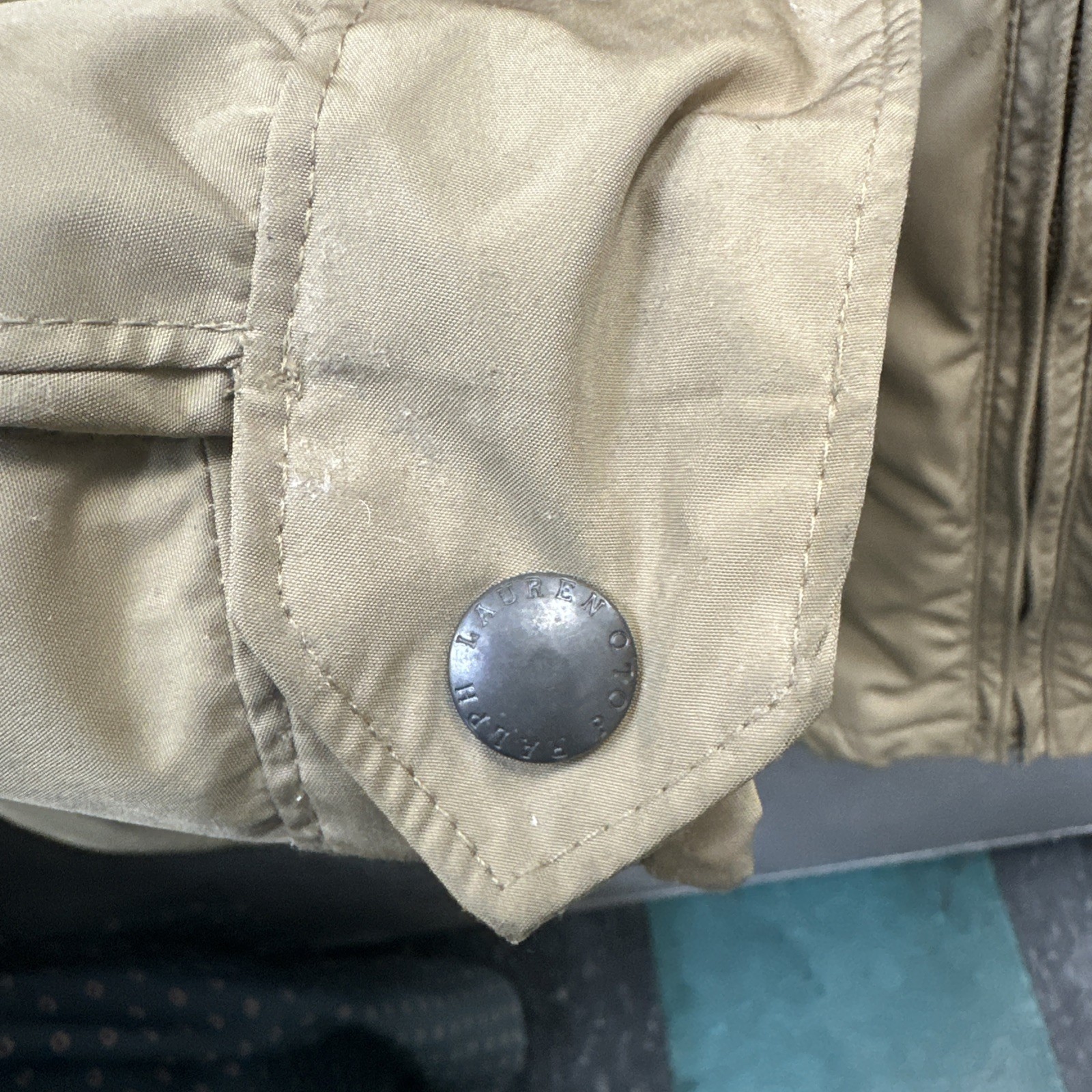 Polo Ralph Lauran Men's Full Zip Hood Tan Vintage… - image 9