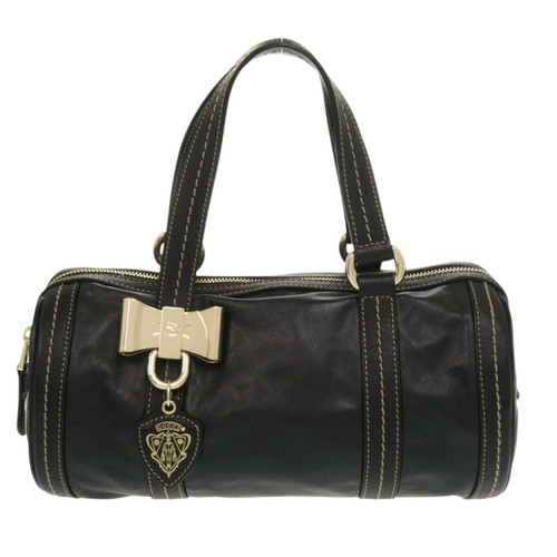 Gucci i Duquessa Ribbon 181485 Leather Black Mini Boston Handbag r18_0702