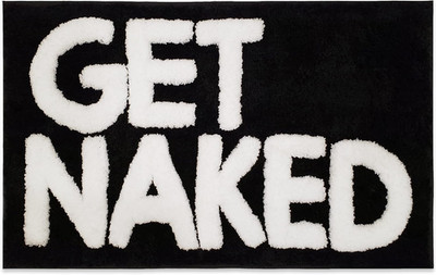 Get Naked Bath Mat - Black Cute Bathroom Rugs with White Letters for Apartment D