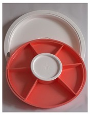 Tupperware Snackschale Partyschale inkl. 2 Tablett zum servieren rund rot