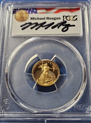 A 2001 W  $5 Gold Eagle 1/10 oz PCGS PR69 DCAM Michael Reagan