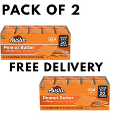 Austin Peanut Butter on Cheese Sandwich Crackers, Single Serve Snack 20 Count
