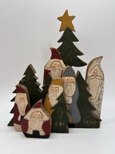 Vintage Hand Carved Hand Painted Wood Santa Claus Figurine Primitive Christmas