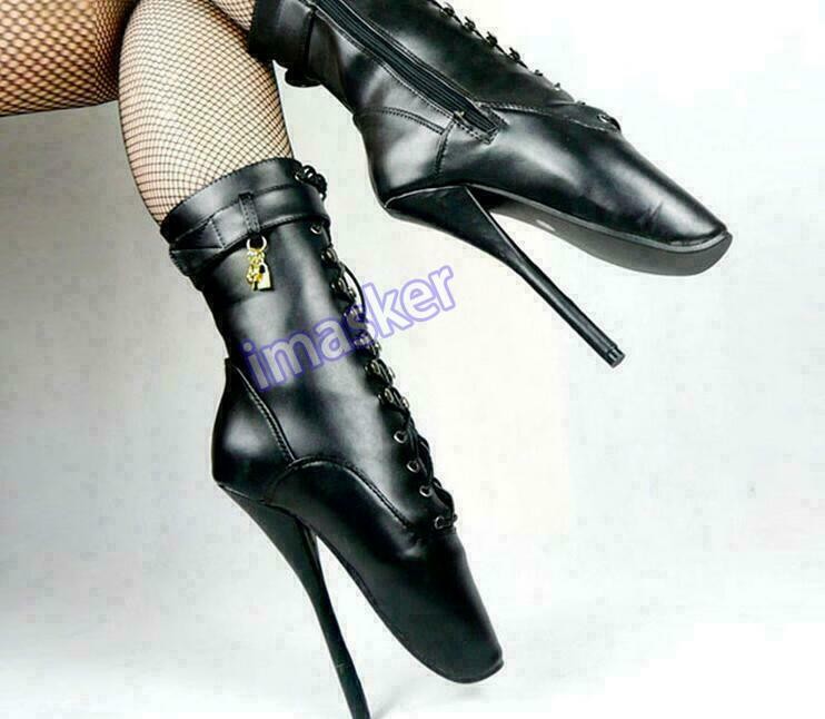 Women's Ballet High Heels Lace Up Patent Leather Boot 18cm Heel Stilettos Shoes