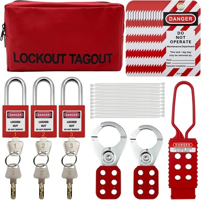 Lockout Tagout Kit Electrical Loto - Group Hasps, Red 