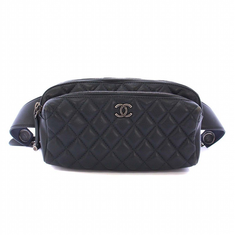 CHANEL Gray Calfskin Matelassé Waist Bag with CC Logo A57887 Model 26K