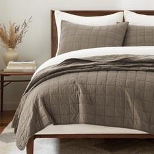 100 Cotton Box Stitch Quilt Bedding Set King Size 3 Pieces Garment-Washed