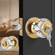 Crystal Door Knobs with Lock and Keys, Interior Crystal Glass Door Knobs with...