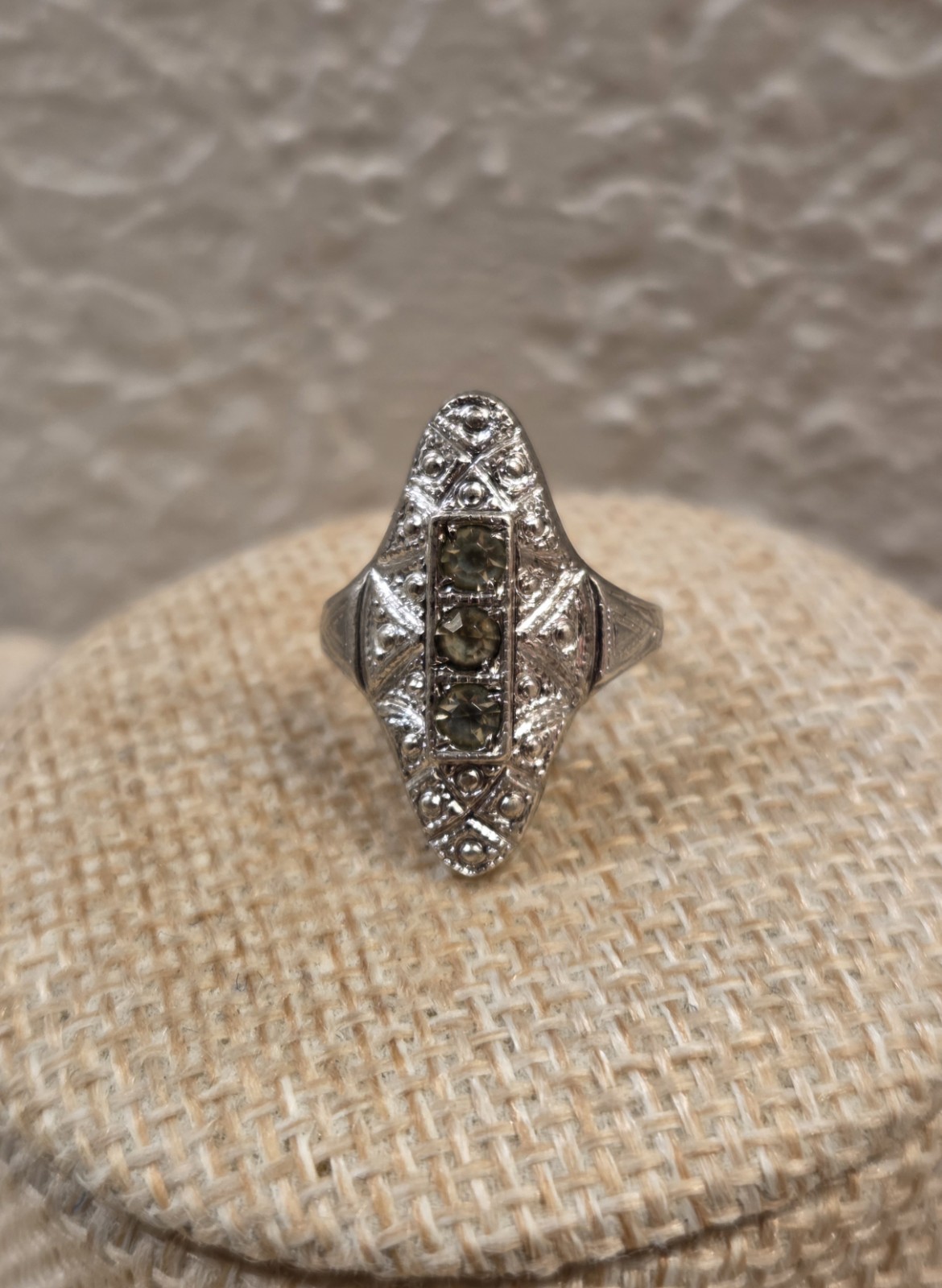 Art Deco Sterling Silver Statement Ring Size 4 - image 2