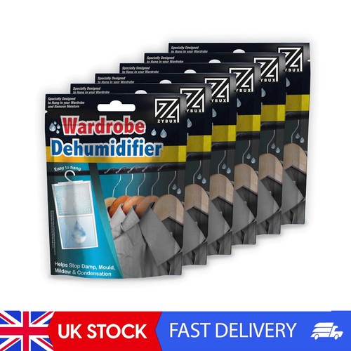 Set Of 6 Hanging Interior Wardrobe Dehumidifier - 230g Ideal For Stop Damp, Damp