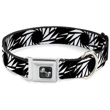 Dog Collar Bone Pinwheel Black/White Medium 11-16.5"