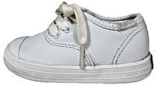 Keds Infant Size 1 White Leather Champion Toe Cap Sneaker Memory Foam Play shoe