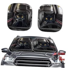 Windshield Sun Shade for Truck SUV Car Foldable Easy Drive Black Cat