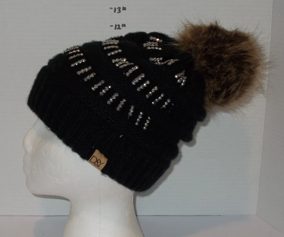 David and Young Bling 豆豆帽黑色棕色 OSFM 素食者人造毛皮温暖冬季 — 第 3/4 张图片