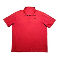 Under Armour Playoff Polo Shirt Mens XL Coral Red HeatGear Short Sleeve EUC