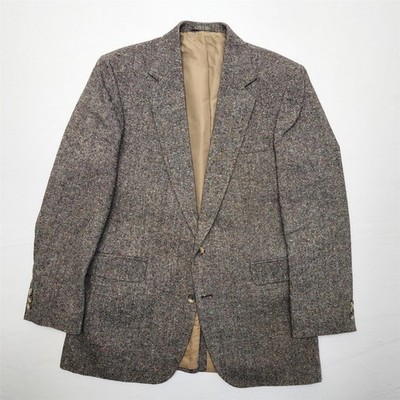 Vtg USA MADE 40R Gray Atomic Fleck Tweed Wool Old Money Blazer Sport Coat