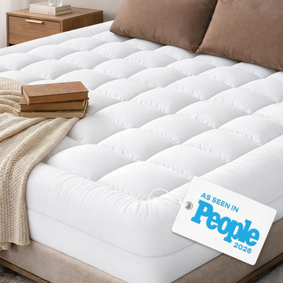Cloud-Like Queen Mattress Topper - 100% Cotton Top Mattress Pad for Back Pain Re