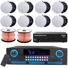 Vaiyer 2000W Bluetooth Audio Kit w/ 8 Frameless 5.25" Ceiling Speakers 175W Each