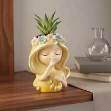 Face Cactus Pot Nordic Design Fairy Flower Pot Cute Design for Shelf, Desk