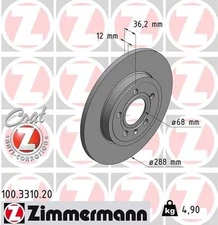 Zimmermann 100.3310.20 Standard Coat Z Disc Brake Rotor