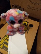 Ty Beanie Boos Franky 2018 Rainbow Tye Dye Bear Pink Glitter Eyes 10" Plush VHTF