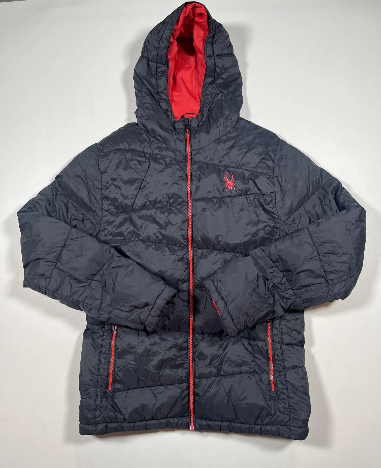 Spyder Jacket Small Gray Hooded Puffer Quilted Insulated Full Zip Ski Snow
Opens in a new window or