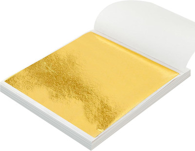 100 Pcs Gold Leaf Sheets,  3.15 in Imitation Gold Foil Paper Sheets, No Fading