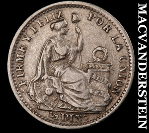 Peru: 1899 Silver 1/2 Dinero - Scarce  High Grade  Lustrous  No Reserve  #M250