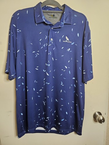 Golf Sidekick Waddaplaya Golf Shirt Men’s XL Blue Feathers Print Short Sleeve