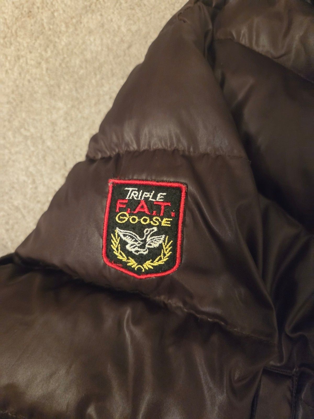 Triple F.A.T. Goose Vintage Brown Goose-Down Puffer Bomber Jacket Women's L image 2