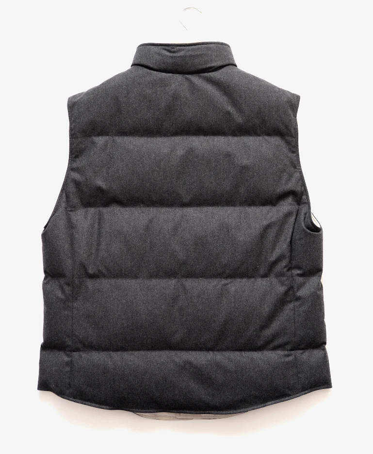 BRUNELLO CUCINELLI 100 % Cachemira Plumón Chaleco Chaqueta Gris Oscuro Para Hombre Talla L XL XXL Foto 2 de 4