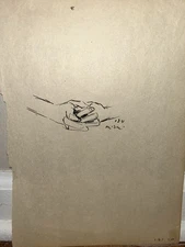 Karl Mattern Modern Important Iowa Artist Pen Drawing Figure Study Pair Of Hands