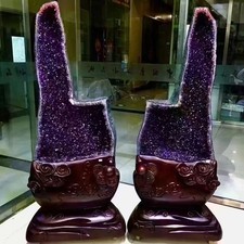 620LB Natural Brazil Amethyst Crystal quartz  Church Cathedral Geode +stand