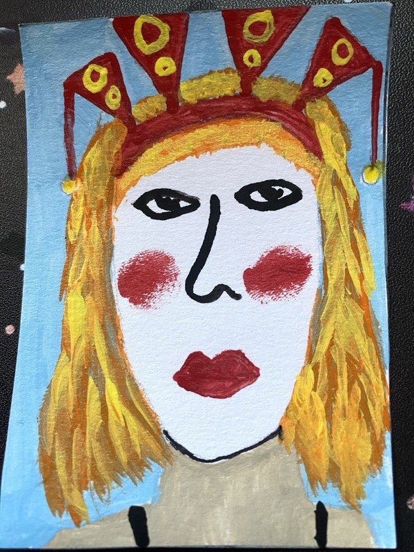 ACEO art card “Santa Sangre” Original Acrylic Portrait Painting Woman Signed