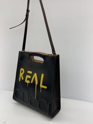 GUCCI Tote Bag_GUCCI Embossed_Ghost Leather BLK 414476 CVLPT 8603