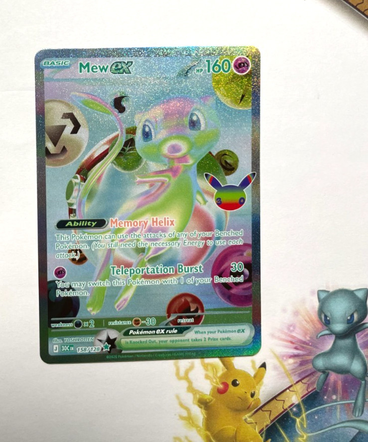 2026 Pokemon 30th Celebration Card 158/128 Mew EX Futuristic Rare FR Holo