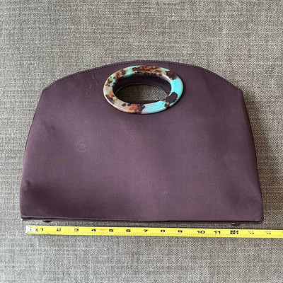 Yves Saint Laurent YSL Brown Medium Satin Clutch Top Handle