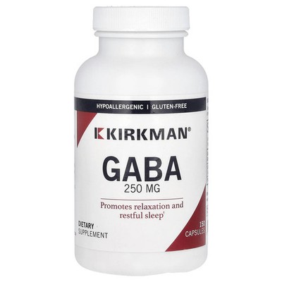 Kirkman Labs GABA 250 mg 150 Capsules Casein-Free, Egg-Free, Fish Free,