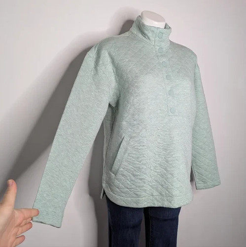 Pullover Eddie Bauer azul claro acolchado 1/2 botón M nuevo con etiquetas - Imagen 3 de 9