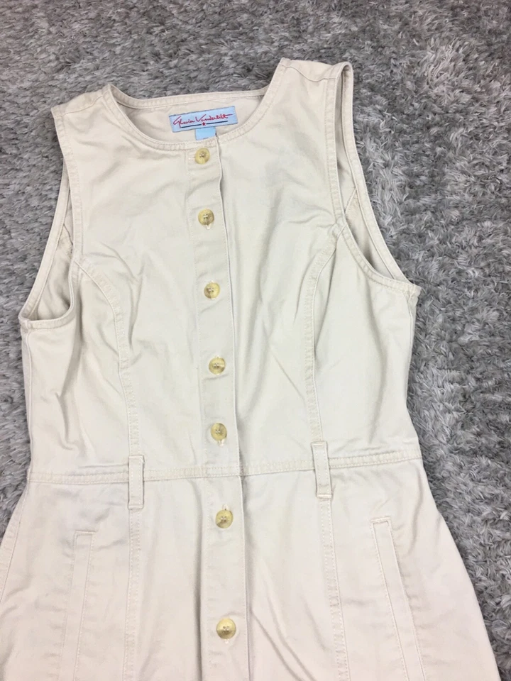 Vestido Gloria Vanderbilt Caqui Sin Mangas Para Mujer Talla Pequeña Beige Algodón DE COLECCIÓN Foto 2 de 4