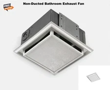 Non-Ducted Bathroom Exhaust Fan Ventless Ceiling or Wall Mount Air Circulation