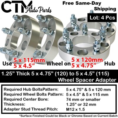 4x 1.25'' Thick 5x4.75(5x120) to 5x4.5(5x115) Wheel Adapter Fit Chevy Cadillac GM