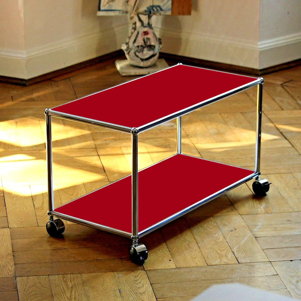 * Orig. USM Haller Lowboard TV Bank Sideboard Rubinrot * Regal auf Rollen * Rot
