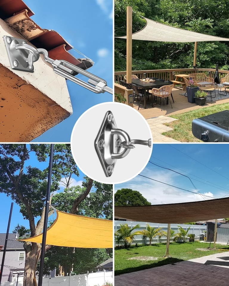 Sun Shade Sail Hardware Kit 5 Inch for Triangle Rectangle Outdoor Sun