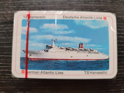 Set 2 mazzi di carte da gioco nave linea atlantica tedesca vintage custodia nuove - Foto 3 di 4