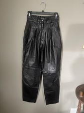 Vintage 80s 90s High Waisted Real Leather  Toffs  Pants 25  XS Small 0