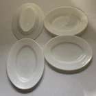 VINTAGE Pyrex Tableware by Corning Opal Milk Glass White Oval Plate Set 794